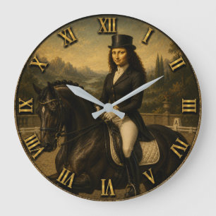 Reloj Redondo Grande Dressage Funny Mona Lisa Horse Lover Gift