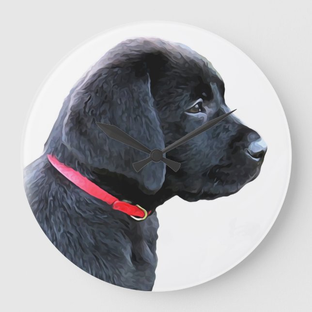 Reloj Redondo Grande Dressed in Red - Black Lab (Anverso)