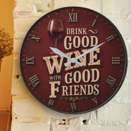 Reloj Redondo Grande Drink Good Wine with Good Friends