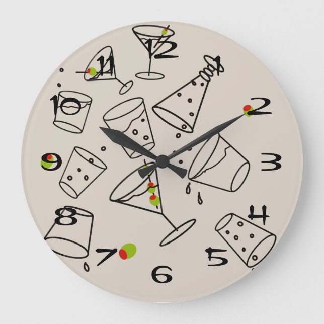 Reloj Redondo Grande Drinks Acrylic Clock (Anverso)