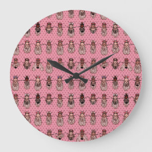 Reloj Redondo Grande Drosophila Fruit Fly Genetics - mutants - Pink