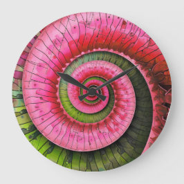 Reloj Redondo Grande Dubman Designs: Fibonacci rosa y verde brillante