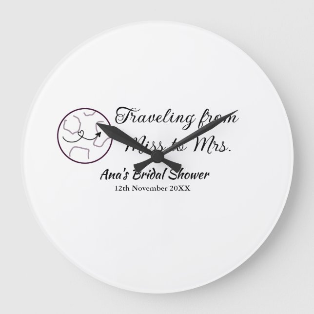 Reloj Redondo Grande ducha de viaje añadir nombre fecha señorita a sra  (Anverso)