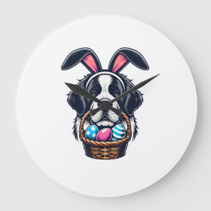 Reloj Redondo Grande Dueño de huevo de Pascua de perro San Bernardo con
