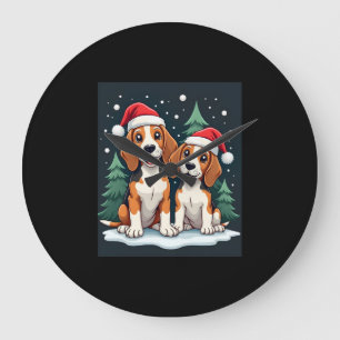 Reloj Redondo Grande Dueño de perro Beagle Navidad Xmas Fiesta de Navid