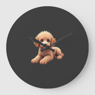 Reloj Redondo Grande Dueño de perro divertido Poodle amante de los anim