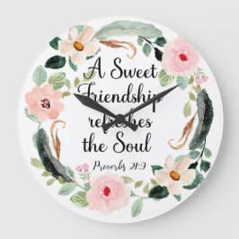 Reloj Redondo Grande Dulce amistad proverbios cristianos florales 27:9