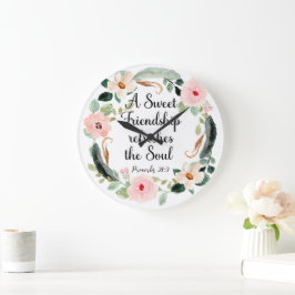 Reloj Redondo Grande Dulce amistad proverbios cristianos florales 27:9