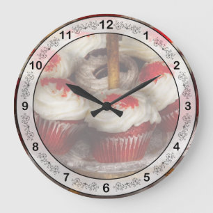 Reloj Redondo Grande Dulce - Cupcake - Cupcakes de terciopelo rojo