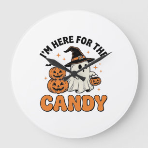 Reloj Redondo Grande Dulce divertido de Halloween Fantasma Calabaza Dis