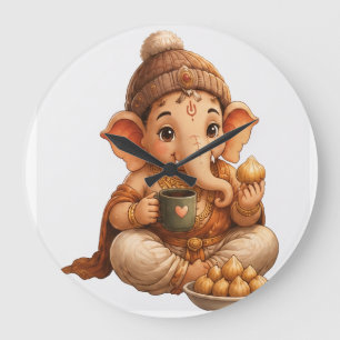 Reloj Redondo Grande Dulce Ganesha Festival Ganesh Chaturthi