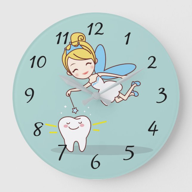 Reloj Redondo Grande Dulce hada de los dientes animada (Anverso)