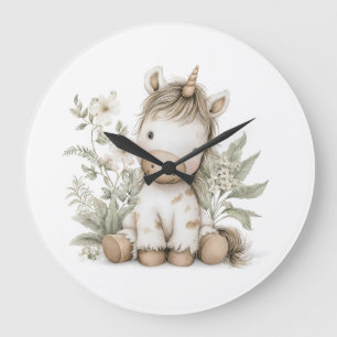Reloj Redondo Grande Dulce ilustración de cuento de hadas de unicornio