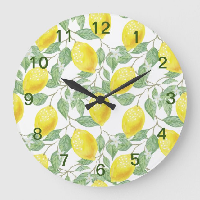 Reloj Redondo Grande Dulce limones amarillo verano.                     (Anverso)