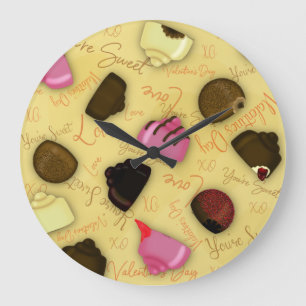 Reloj Redondo Grande Dulce San Valentín - Patrón de dulces del día de S