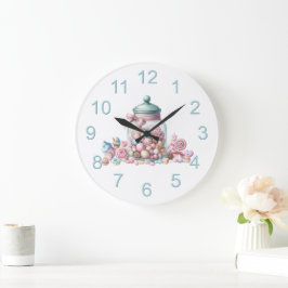 Reloj Redondo Grande Dulces Caramelos de Acuarela Caprichosos