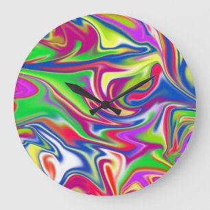Reloj Redondo Grande "Dulces Swirls: El Delight de la Mármol de Bubbleg