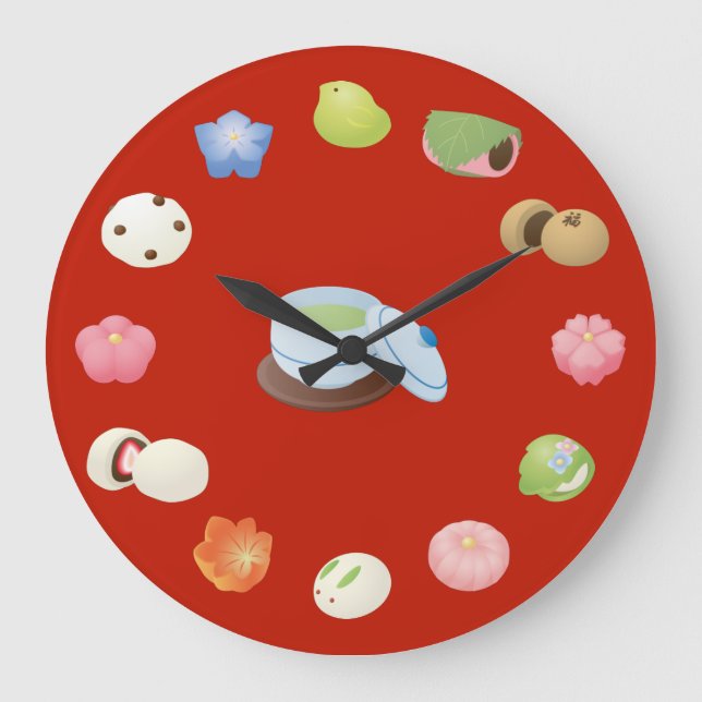 Reloj Redondo Grande Dulces wagashi japoneses (Anverso)