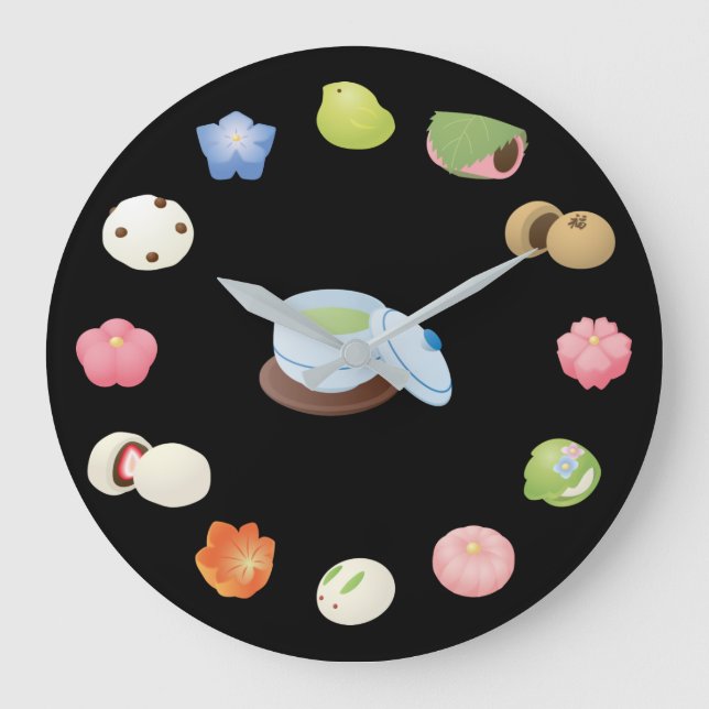 Reloj Redondo Grande Dulces wagashi japoneses (Anverso)