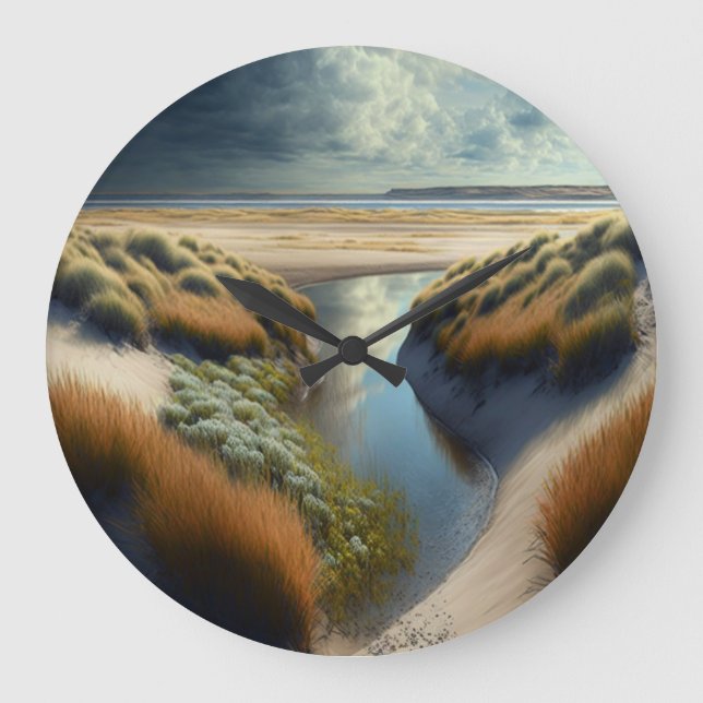 Reloj Redondo Grande Dunas Costeras Holandesas (Anverso)