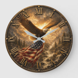 Reloj Redondo Grande Eagle American Flag Patriotic Rustic