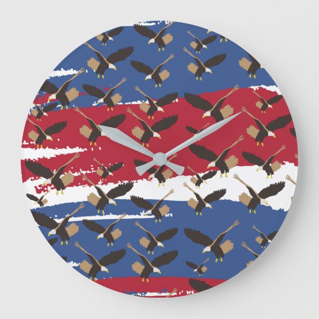 Reloj Redondo Grande Eagle Bird USA Bandera Patriótica Americana  (Anverso)