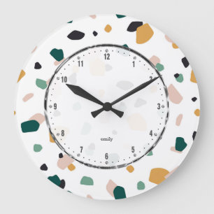 Reloj Redondo Grande Earth tones terrazzo pattern