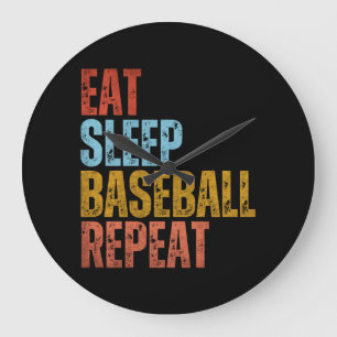 RELOJ REDONDO GRANDE EAT SLEEP BASEBALL REPEAT