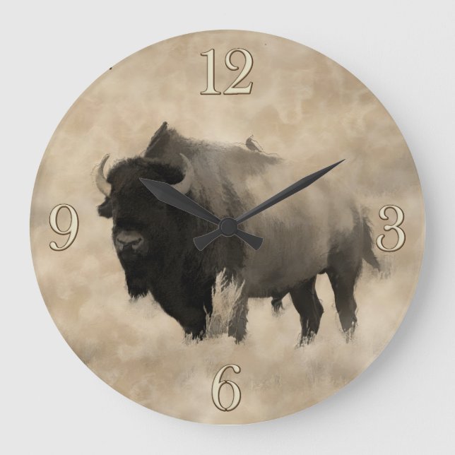 Reloj Redondo Grande Echándole un vistazo al diseño de Bison-lover (Anverso)