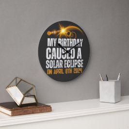 Reloj Redondo Grande eclipse solar total 2024 cumpleaños divertido 4-8-