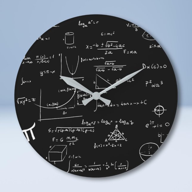Reloj Redondo Grande Ecuaciones matemáticas escritas a mano en la escue (Subido por el creador)