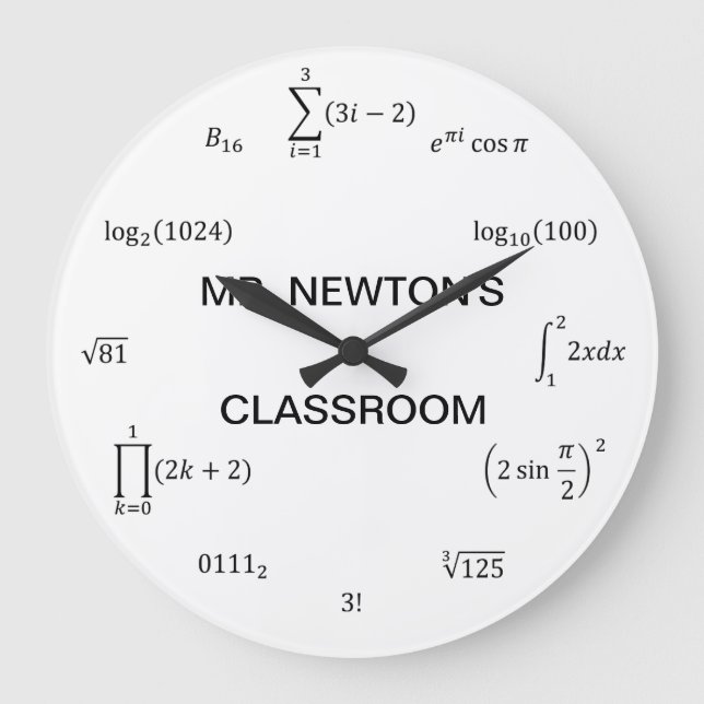 Reloj Redondo Grande Ecuaciones y nociones matemáticas (Anverso)