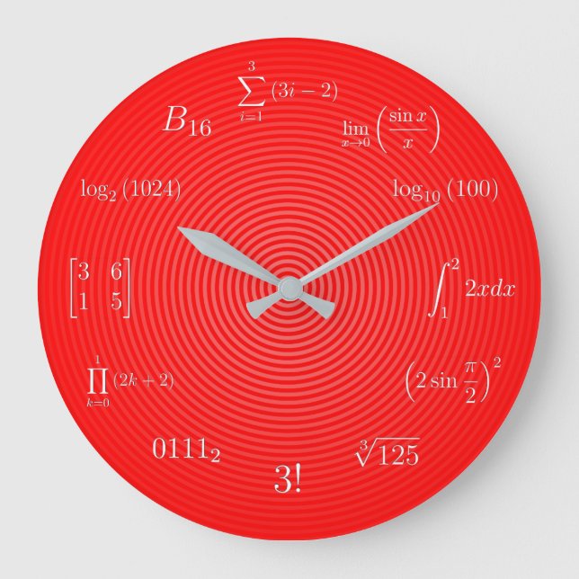Reloj Redondo Grande Ecuaciones y nociones matemáticas (Anverso)