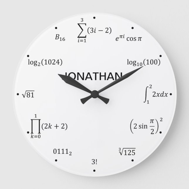 Reloj Redondo Grande Ecuaciones y nociones matemáticas (Anverso)