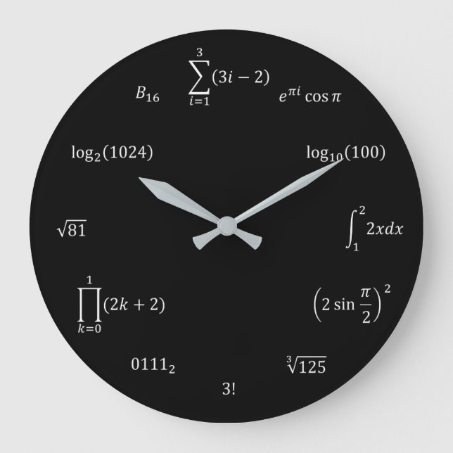 Reloj Redondo Grande Ecuaciones y nociones matemáticas (Anverso)