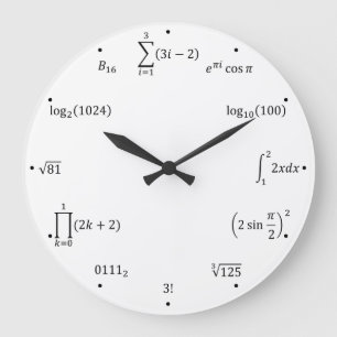 Reloj Redondo Grande Ecuaciones y notaciones de la matemáticas