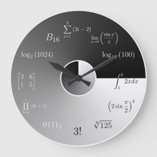 Reloj Redondo Grande Ecuaciones y notaciones de la matemáticas