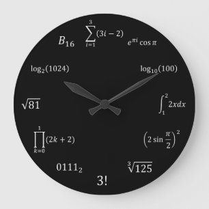 Reloj Redondo Grande Ecuaciones y notaciones de la matemáticas