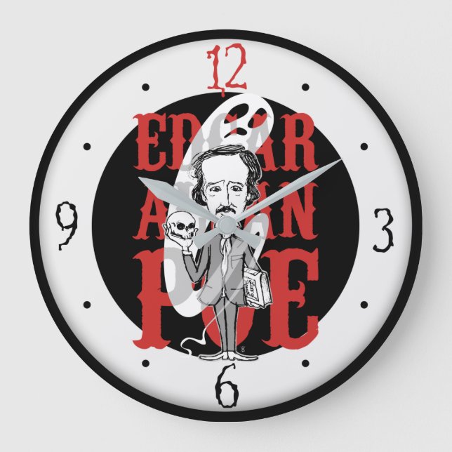 Reloj Redondo Grande Edgar Allan Poe Clock (Anverso)