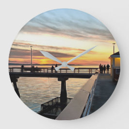 Reloj Redondo Grande Edmonds Washington Pier al atardecer
