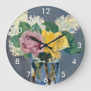 Reloj Redondo Grande Edouard Manet - Lilas y Rosas