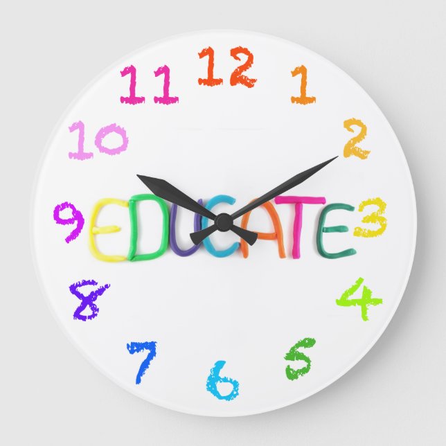 Reloj Redondo Grande Educate in Clay with Chalk Numbers Wall Clock (Anverso)