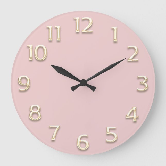 Reloj Redondo Grande Efecto 3D Minimalismo rosa dorado (Anverso)