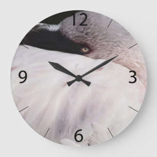 Reloj Redondo Grande Efecto de dibujo de retrato de flamenco rosa Arte