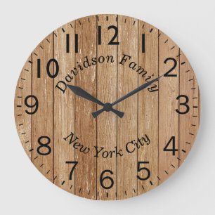 Reloj Redondo Grande Efecto de la madera redonda