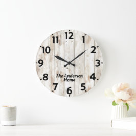 Reloj Redondo Grande Efecto de madera blanqueada