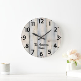Reloj Redondo Grande Efecto de madera blanqueada