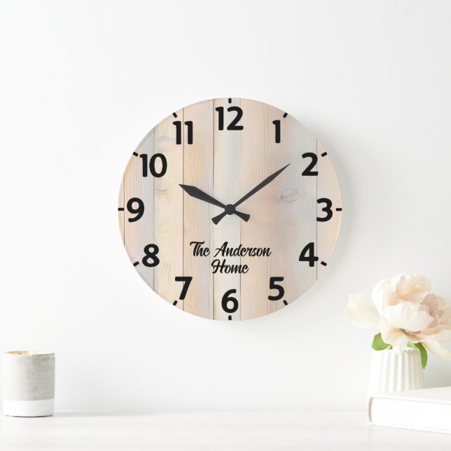Reloj Redondo Grande Efecto de madera blanqueada (Hogar)