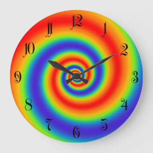 Reloj Redondo Grande Efecto espiral colorido del gradiente del arcoiris
