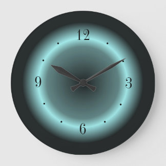 Reloj Redondo Grande Efecto Halo verde azul Pastel sobre negro